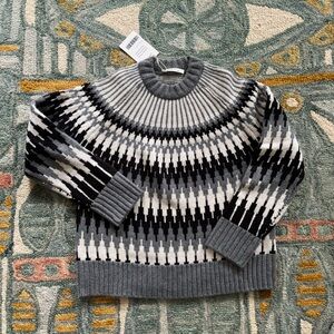 Everlane 100% Wool Gray and Black Patterned Sweater NWT